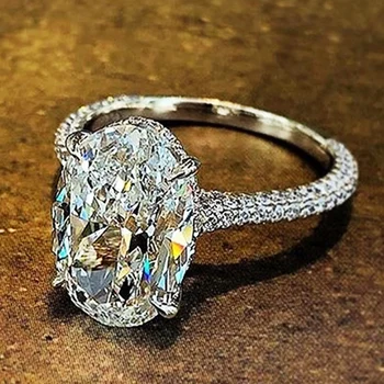 

Huitan Silver Color Delicate Oval Cubic Zircon Stone Women Bridal Ring for Wedding Engage Party Best Gift for Wife Classic Rings