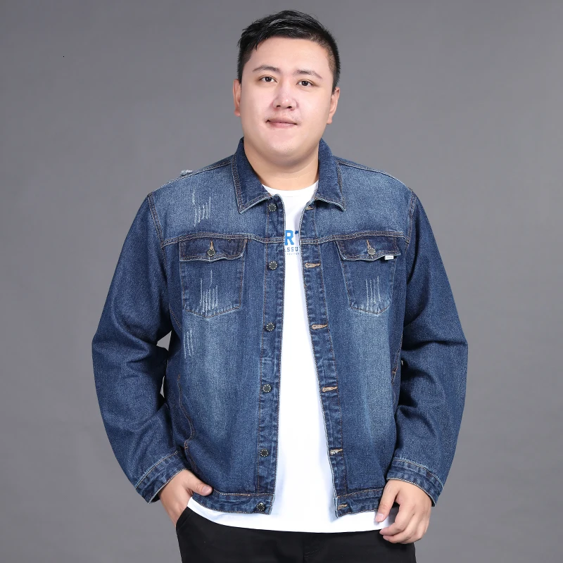 10XL 8X мужская куртка Осень Зима Повседневная джинсовая куртка с длинным рукавом модная простая однотонная куртка с отложным воротником и карманами