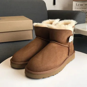 

Bonjean Snow Boots 2019 Winter Genuine Leather Women's Shoes Shearling Snow Shoes Shoes Women High Quality Boots Ladies Shoes