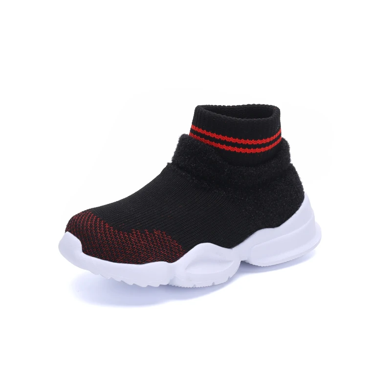 Black Red Новинка; носки для маленьких девочек; обувь для бега; сетчатые дышащие кроссовки для девочек; нескользящая обувь на плоской подошве; Детские кроссовки; обувь для бега для девочек - Цвет: Black Red