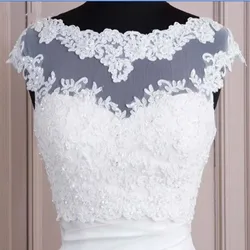 Hot Sales White Tulle with Appliques Bridal Wedding Bolero Bridal Jacket Winter Wedding Lace Shrug