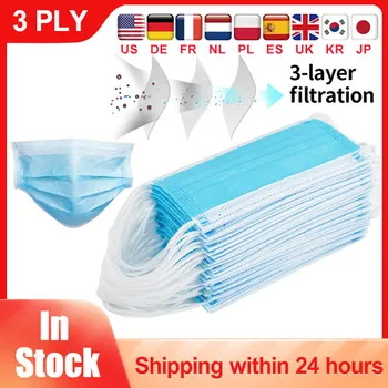 

Mask Mouth Mask Medical Mask Surgical Masks Non Wove 3 Layer Ply Filter Mask Protective Mask Earloop Face Mask In Stock