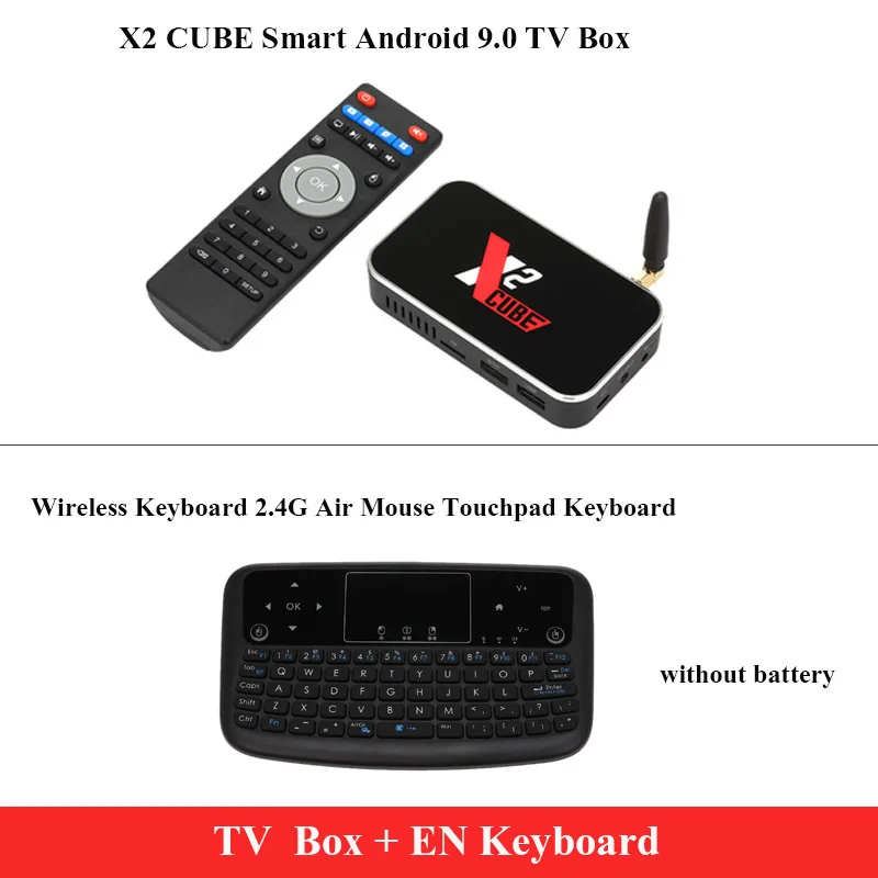 add no backlit keybo X2 cube Smart tv Box Android 9,0 UHD 4K медиаплеер 2GB LPDDR4 16GB 2,4G/5G WiFi 1000M LAN телеприставка с ИК-пультом дистанционного управления - Цвет: add no backlit keybo
