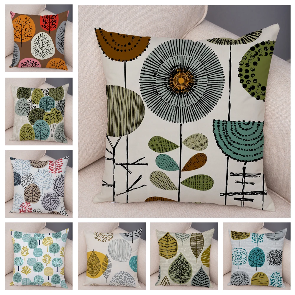 

Чехол в скандинавском стиле с абстрактными искусственными элементами, Декор, геометрический рисунок, растение, дерево, цветок, подушка, чехол для дивана, домашний Автомобиль, мягкая плюшевая подушка, чехол