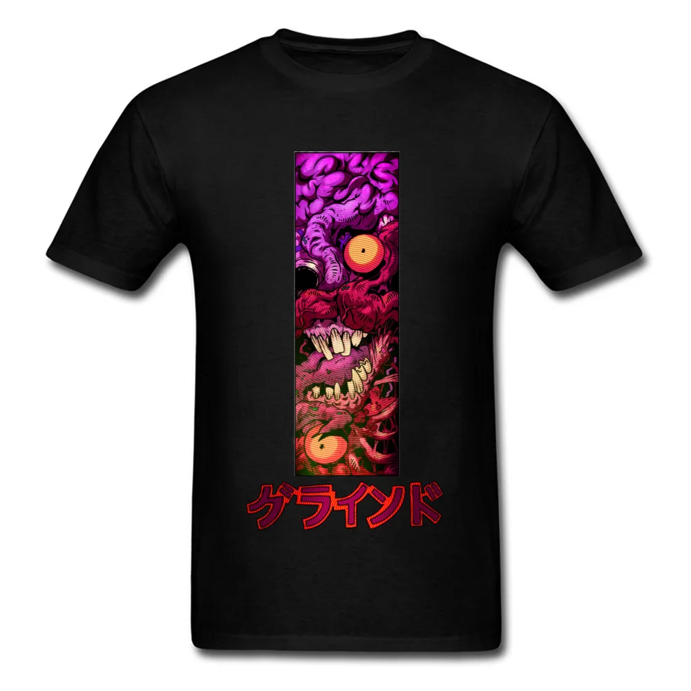 Horror Grindo T-shirt Men Slim Fit T Shirt April FOOL DAY Funny Clothes Black Tshirt O-Neck Tees Anime Monster Top Drop Shipping