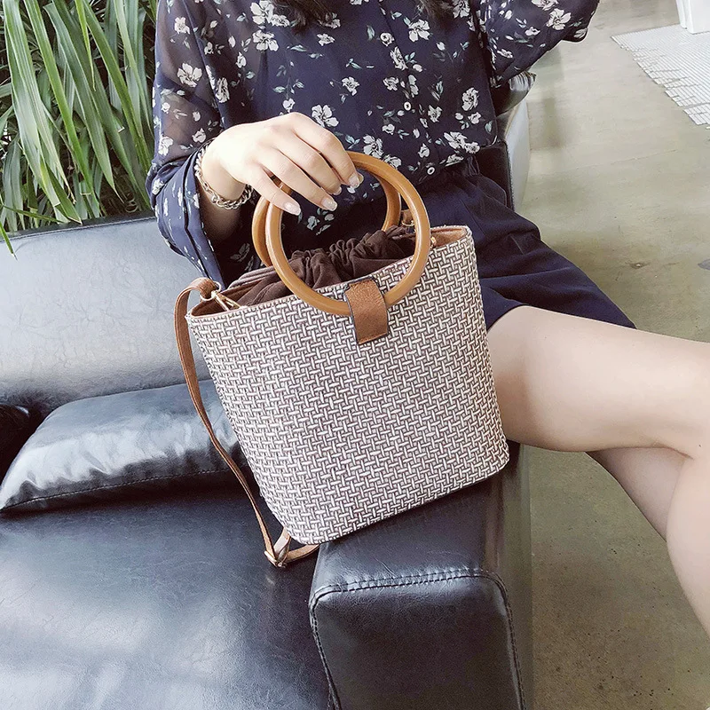 

New straw wrapped scarf decoration Hawaiian style single shoulder slanting lady bag