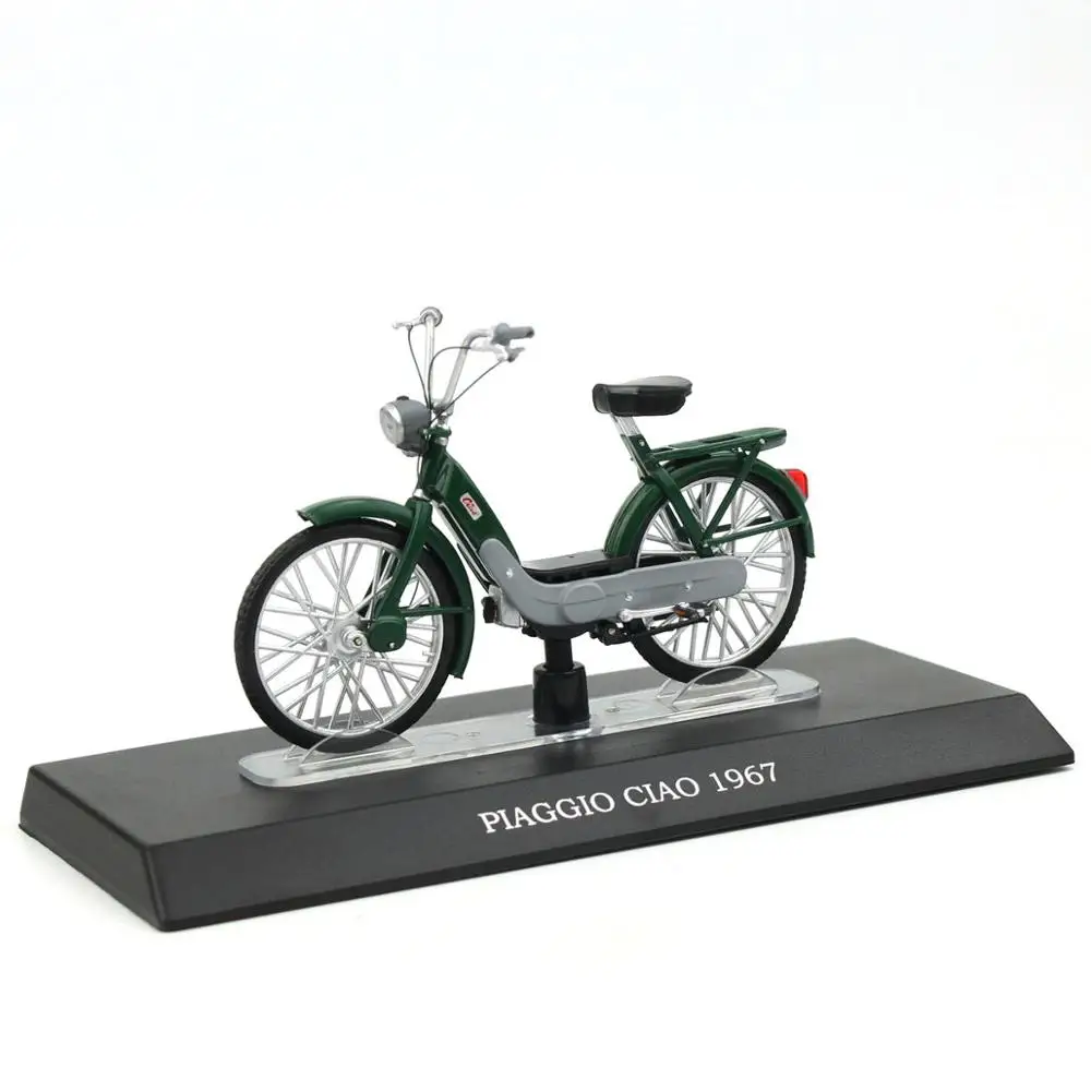

1/18 Piaggio Ciao 1967 Electric Bicycle Moto Guzzi Alloy Model Toy Cars Gilera Trend Collection Bike Toys Car