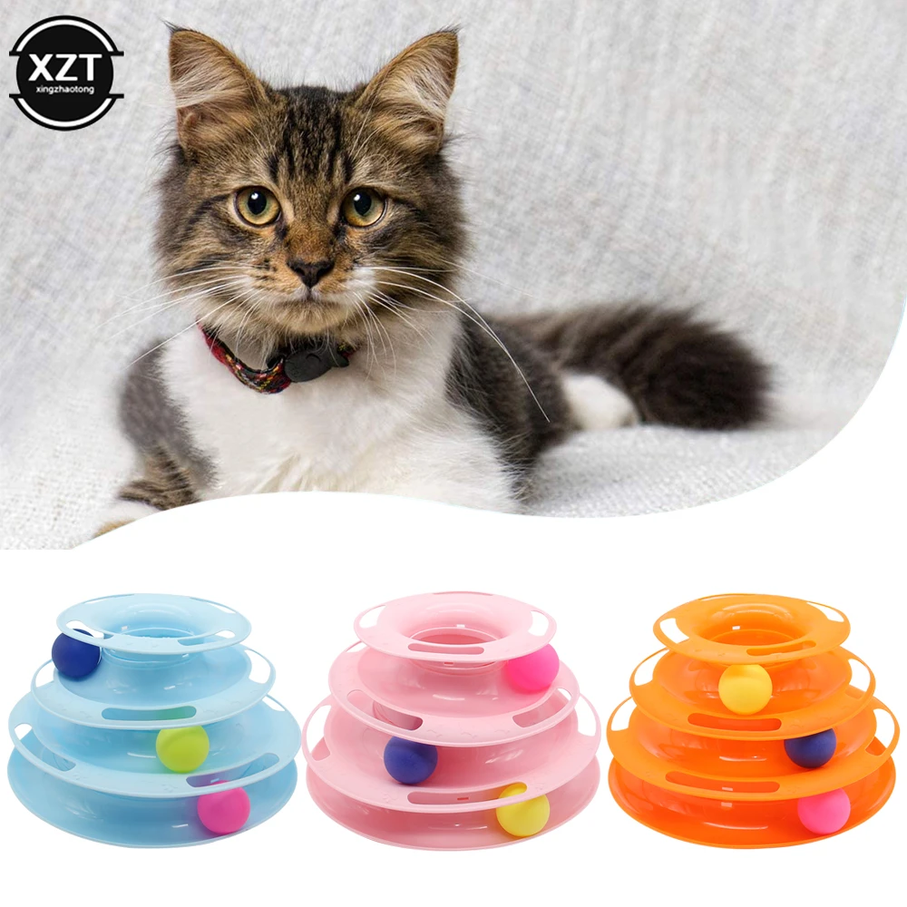 Pet Cat Dog Toy Three Levels Training Amusement Plate Kitten Tower Tracks Disc Cat Intelligence Amusement Triple Disc Tumblers