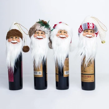 

Artificial Santa Claus Head Christmas Ornament Red Wine Bottle Caps Christmas Tree Decorations For Home Party Favors Kids Gift