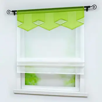 

5 Colors Roman Curtain Lozenge Windows Sheer Tulle Drapes Shade Voile Drapery Valance for Kitchen Home Decoration 1PCS