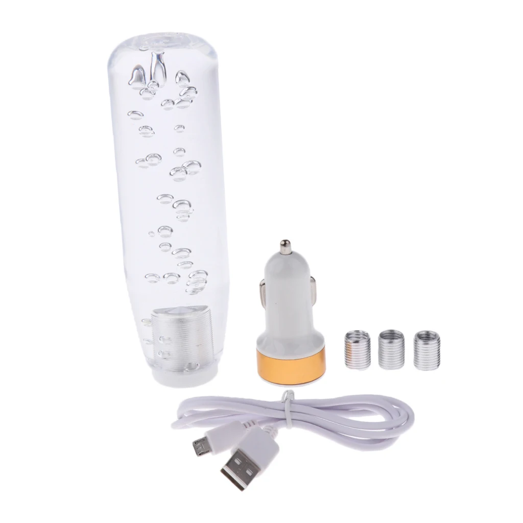 Universal JDM LED 150mm Clear Crystal Bubble Gear Stick  Shift Knob Car