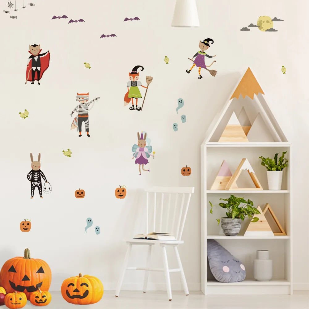 Halloween DIY Wall Stickers Glass Door Sticker Window Decoration Shopping Mall Shop Layout Decorative Fun Life PA | Дом и сад