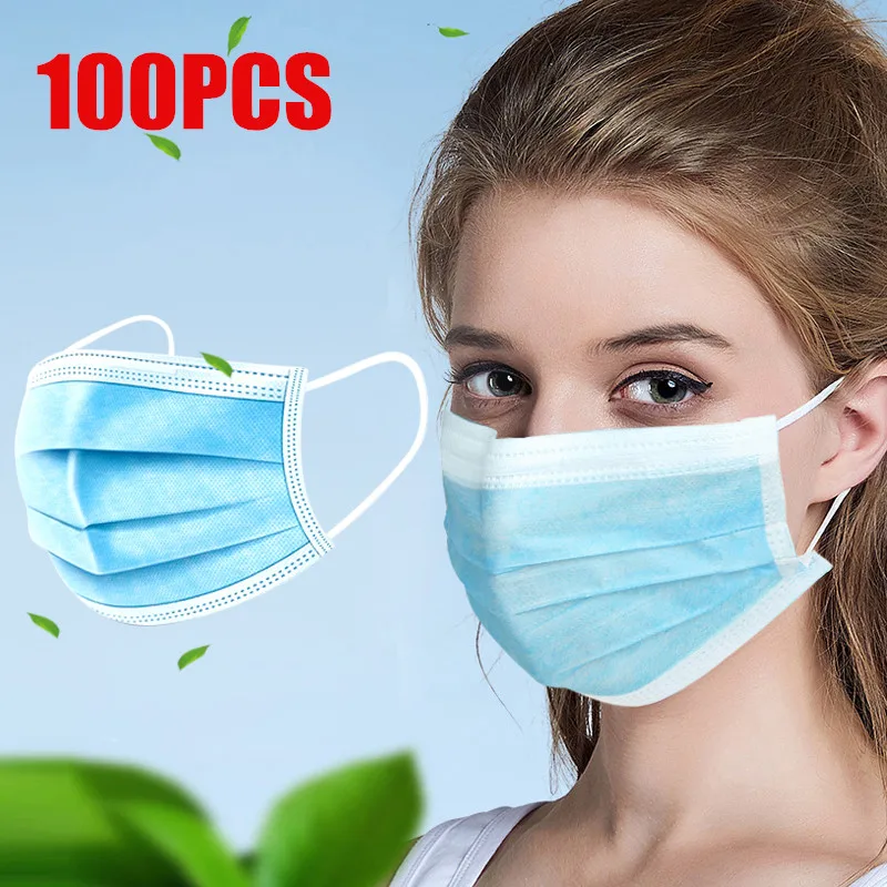 

100Pcs Disposable 3-layers Mask for Your Family Daily Protective Cover Masks Anti Fog Dust-proof Mouth Mask