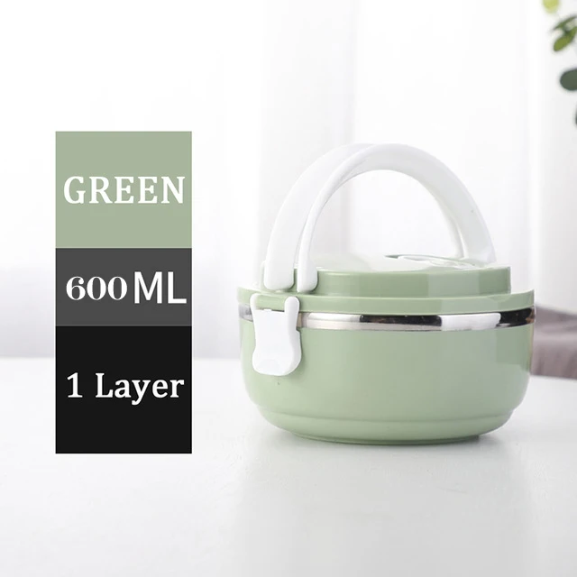 1Layer-Green Коробки для обедов 304 Нержавеющая сталь японский бенто коробка Термальность для Еда Портативный Ланч-бокс для детский пищевой контейнер для пикника офисных работников - Цвет: 1Layer-Green