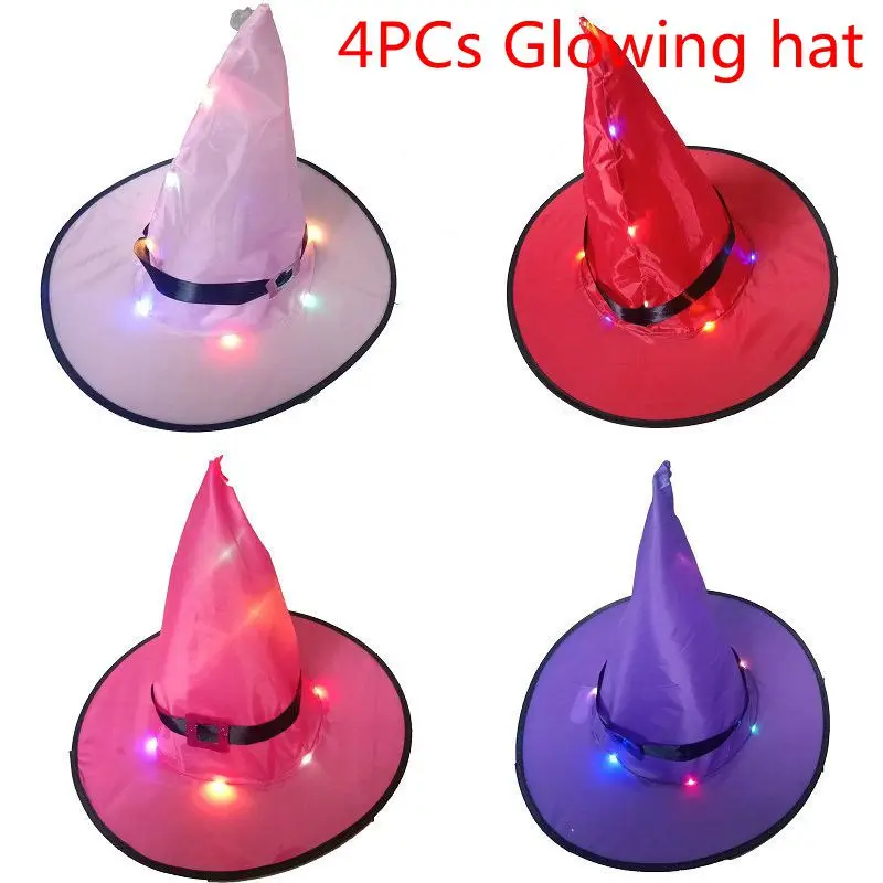 4 шт оранжевая светящаяся шляпа ведьмы костюм на Хэллоуин Взрослый голова для