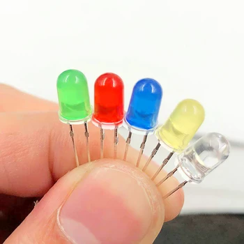 

500pcs 5mm LED Light Emitting Diode Round Assorted Color White/Red/Yellow/Green/Blue Kit Box DIY Lamp Circuit Indicator 5 Colors