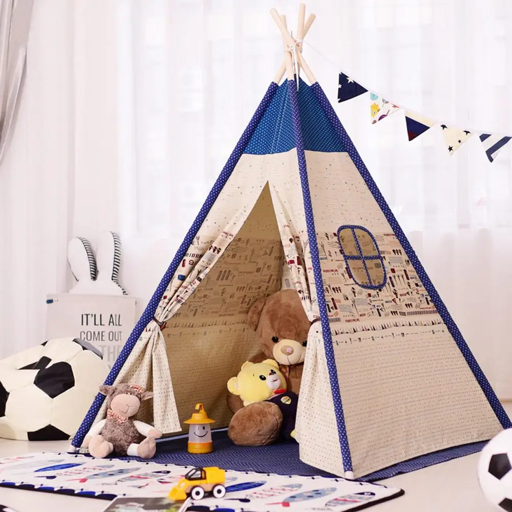 Небеленый холщовый домик палатка Tipi портативная детская индийская Игровая
