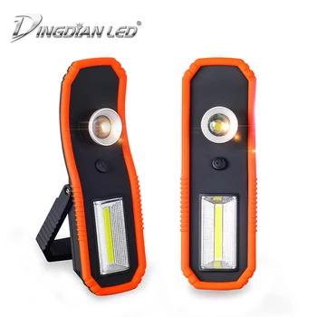 

LED Working Lamp Torch 2-in-1 magnet Floodlight Tent lamp Portable emergency Outdoor Camping Light Zoomable Flashlight with Hook