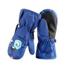 Детские лыжные перчатки, зимние Бархатные Детские водонепроницаемые ветрозащитные Нескользящие теплые варежки с милым рисунком для девочек
