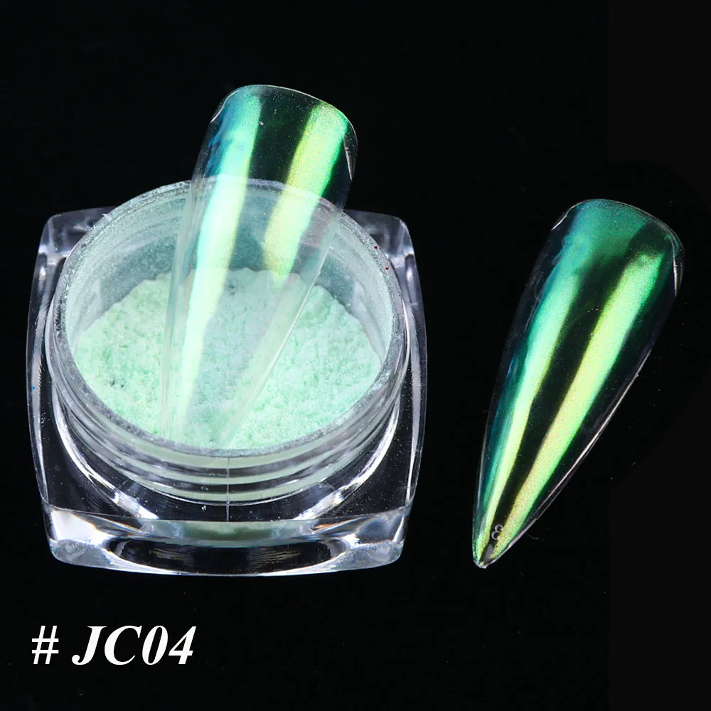 JC04 1 шт. 0,2g Прозрачный зеркальный блеск для ногтей Порошковая голографическая Хамелеон пыли магический УФ-гель пигмент, нейл-арта украшения LAJC01-12 - Цвет: JC04