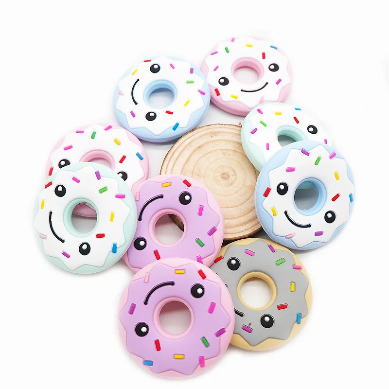 Doghnut Chenkai 50 шт., силиконовый Прорезыватель для зубов в машину, слон, Сова, коала, Кит, лиса, облако, кролик, Детская пустышка, пустышка, кролик, прорезыватель, подвеска - Цвет: Doghnut