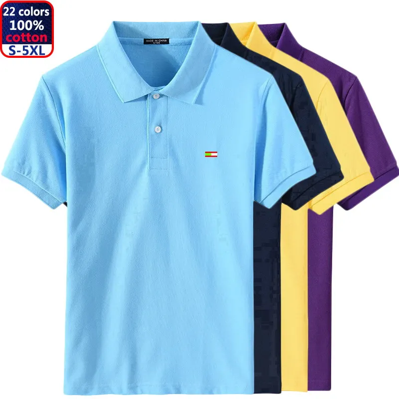 De gran tamaño S-5XL de alta calidad de los hombres de verano de 2021 Slim de malla de 100% de algodón de manga corta Camisa de Polo camiseta con solapa 811