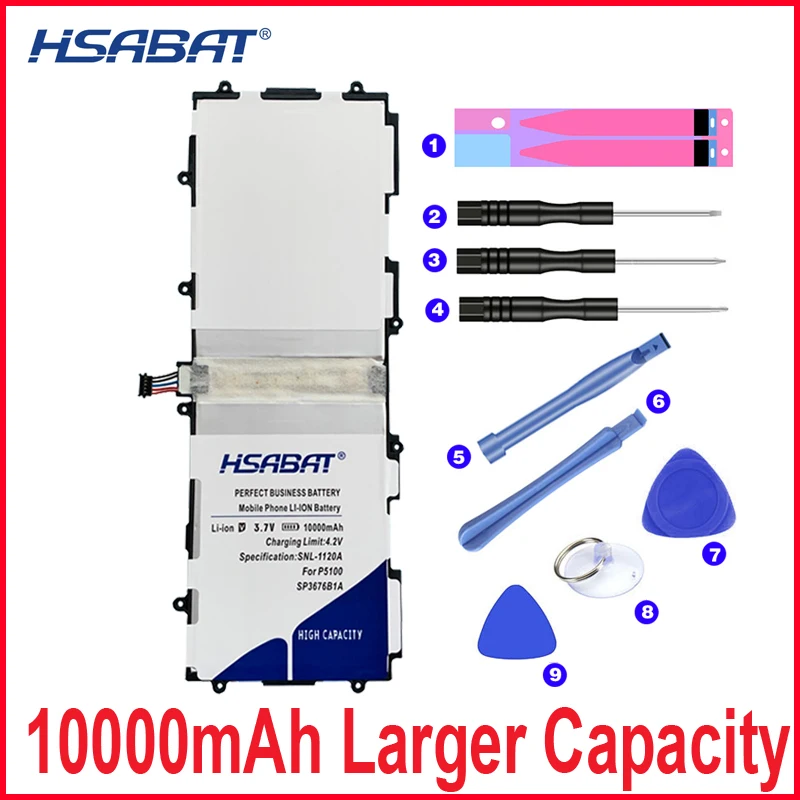HSABAT 0 цикла 10000 мА/ч, Батарея для samsung Galaxy Note 10,1 GT-N8000 N8005 GT-N8010 N8013 N8020 P7500 GT-P7510 P5100 P5113