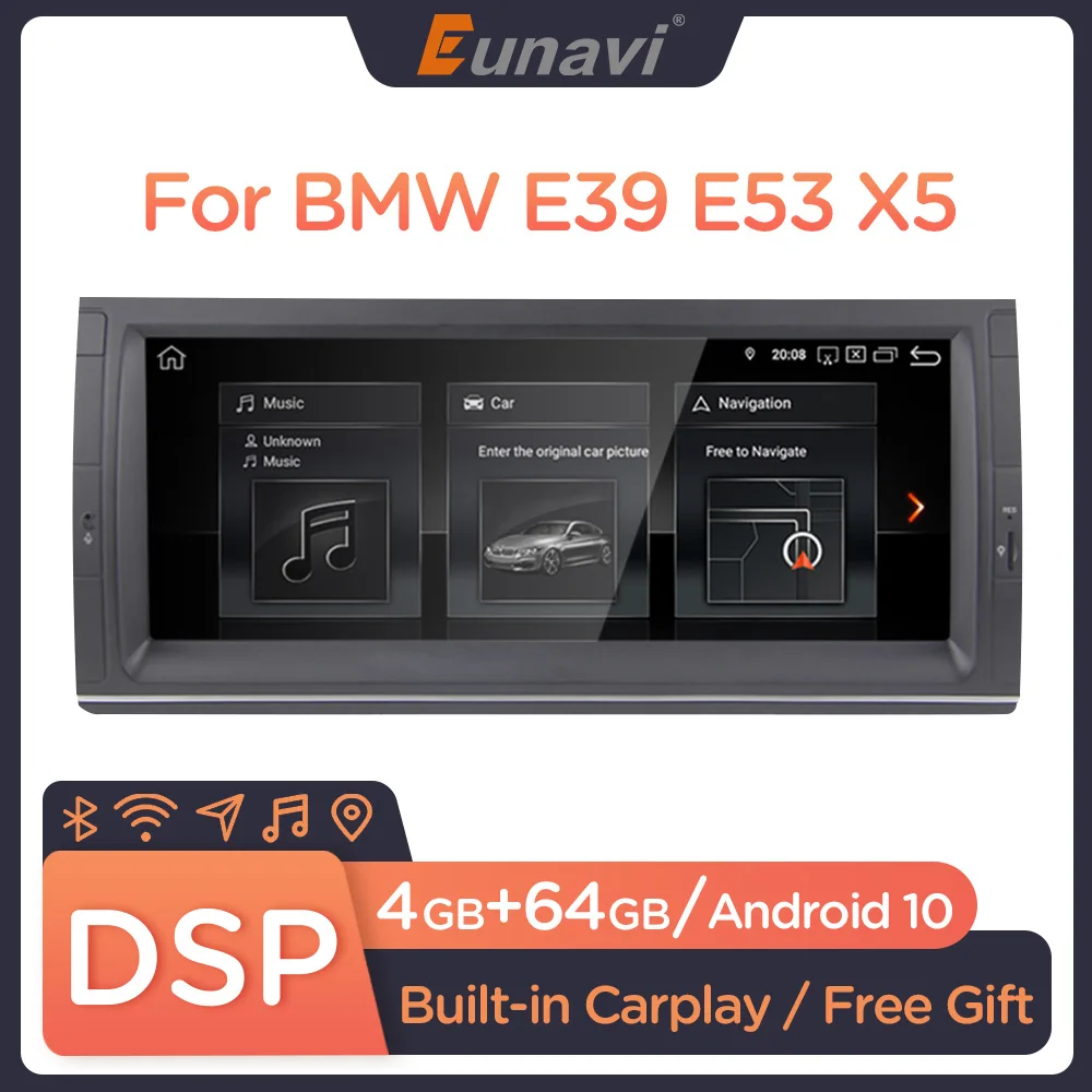Eunavi 10.25 inch Android 10 Car Radio GPS Multimedia Player For BMW E53 E39 X5 Octa Core Autoradio Stereo DSP HD Screen 4G WIFI