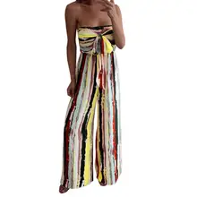 Color Printed Women Jumpsuits Sexy Summer Off Shoulder Sleeveless Party Beachwear Rompers Monos de Fiesta 2020 Drop Shipping E