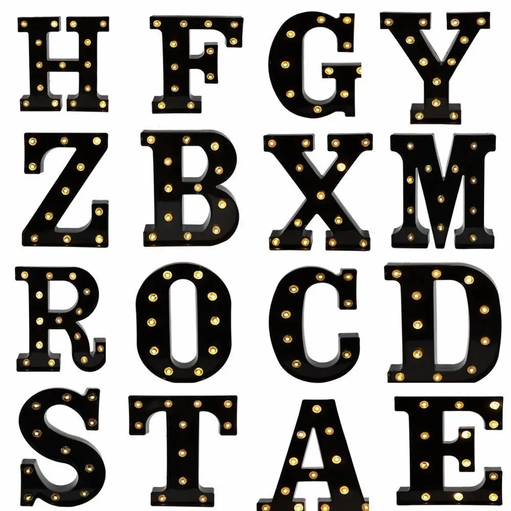 Светодиодный светильник с буквами алфавита настенный ночсветильник черного