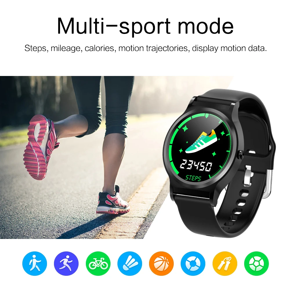 Смарт-часы для мужчин и женщин Relo Fit SmartWatch с кровяным давлением пульсометр Полный Круглый сенсорный экран спортивный фитнес-трекер часы