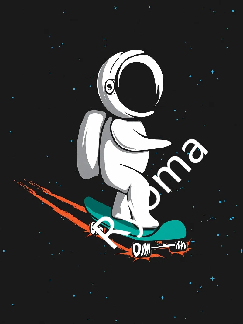 Классический постер астронавта на Луне Мультяшные космические космонавты и