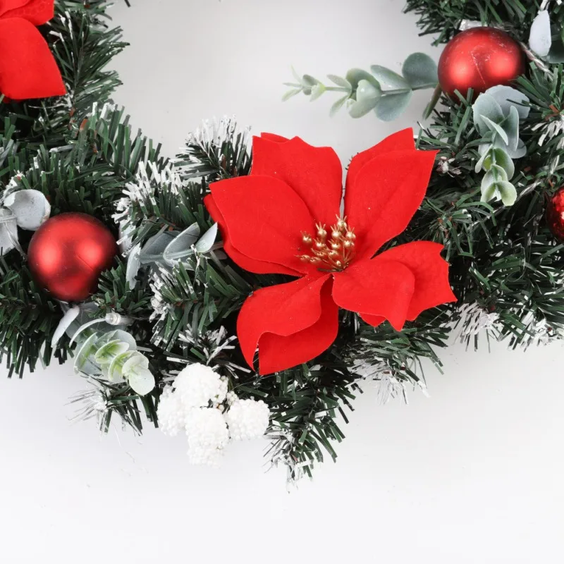 40 см светодиодный Рождественский венок с искусственная сосна шишки ягоды и цветы праздничное переднее украшение для подвешивания на двери Couronne Noel