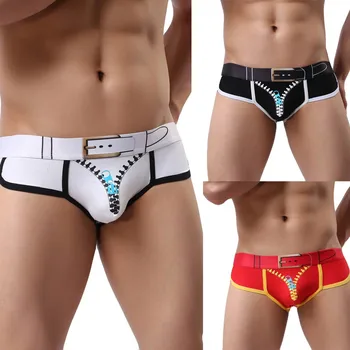 

Men's Soft Zipper Printed Briefs Underpants Men Knickers Shorts breathable Sexy Underwear Mens U Pouch Male Panties Cueca Tanga