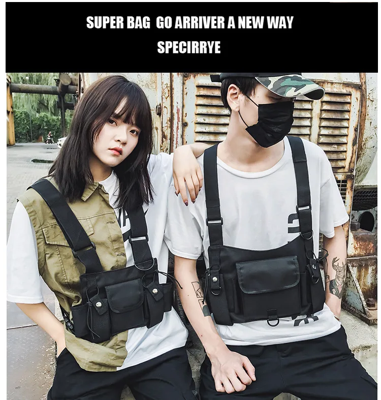 Мужской жилет, рюкзак в стиле хип-хоп, уличная, унисекс, крутая, функциональная, тактическая, на плечо, защита от кражи, поясная сумка, кошелек, рюкзак в стиле панк