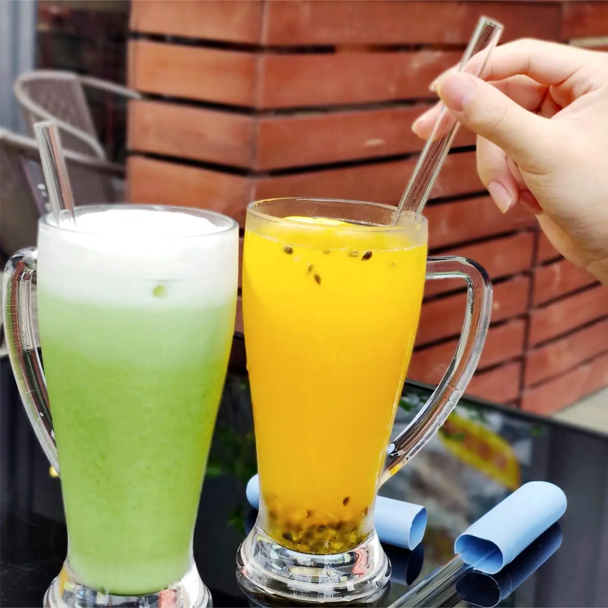 12mm Reusable Glass Straw Eco-friendly Drinking Straws Bubble Tea Straws for Smoothie Milkshakes Drinks Bar Party Accessory drinking straws glass straw set