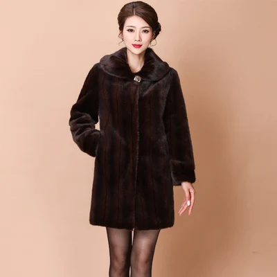 short Brown coffee Роскошные Длинные размера плюс Заводская настоящая цена шуба из натуральной норки женская меховая куртка Новая зимняя Женская парка высокого качества - Цвет: short Brown coffee