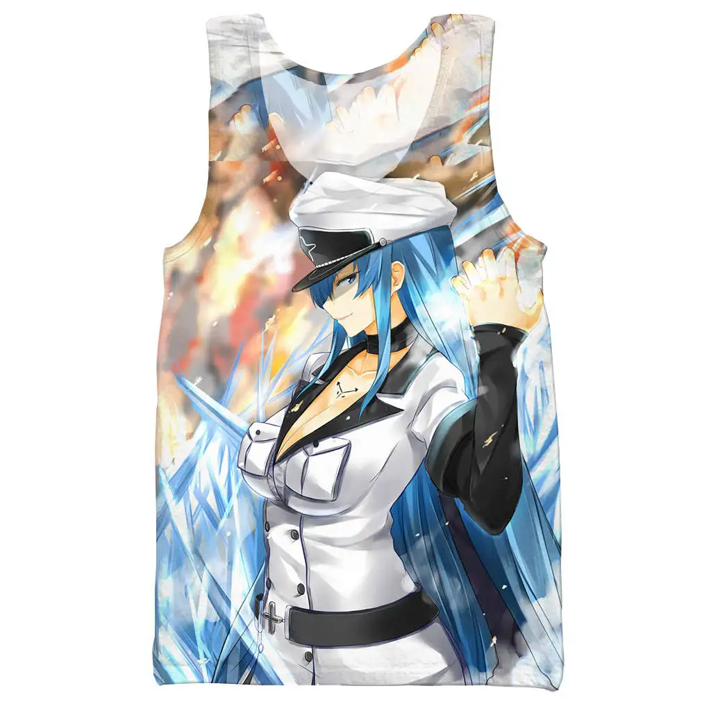 Убийца Акаме esdeath 3D Печатный Топ на бретелях для мужчин модный летний топ на бретелях для работы Мужские Женские топы на бретельках
