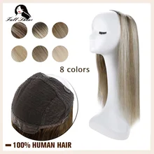 Peruca de meio brilho, peruca de cabelo humano com ombré cor em u, uma peça de extensão, remy, liso, parte em u