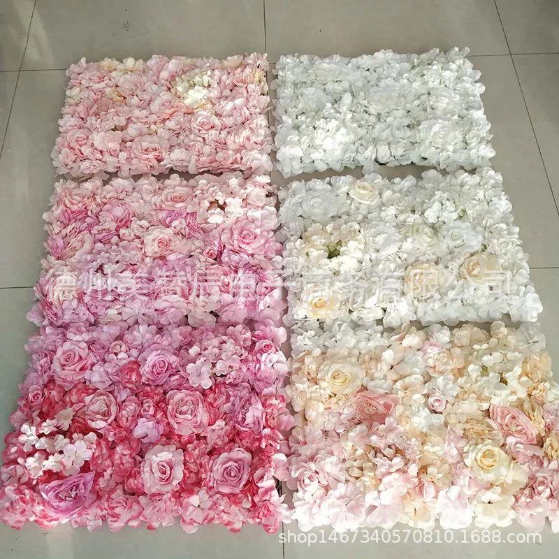 

40x60cm Artificial Flower Wall Wedding Decoration Silk Flower Rose Fake Flowers Hydrangea wedding Background flower Panels