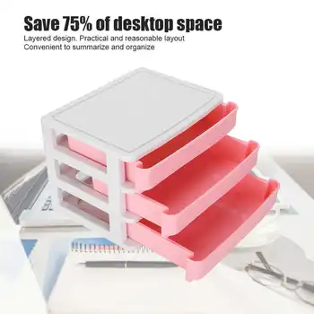 

3 Layers Jewelry Display Case Multifunctional Stackable Desktop Storage Box Simple Notebook Organizer (Pink S)