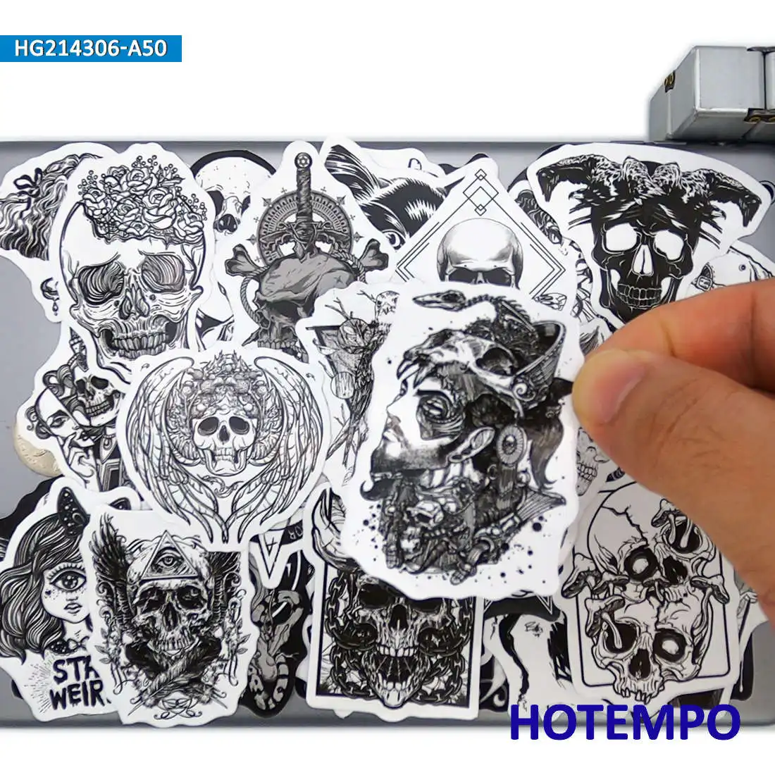 50 Stück, Gothic Art Aufkleber, Dämon, Schädel, Hexe, Totem, Magie, Lustige Aufkleber, für Telefon, Laptop, Gepäck, Gitarre, Fahrrad, Motorrad, Auto, Helme, Aufkleber Spielzeug – Detail 2