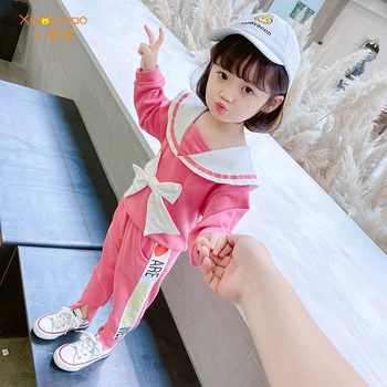 

Navy outfit School Style Sets for girls toddler outfits girl tiny cottons 2pc autumn and spring baby girl wholesale clothing