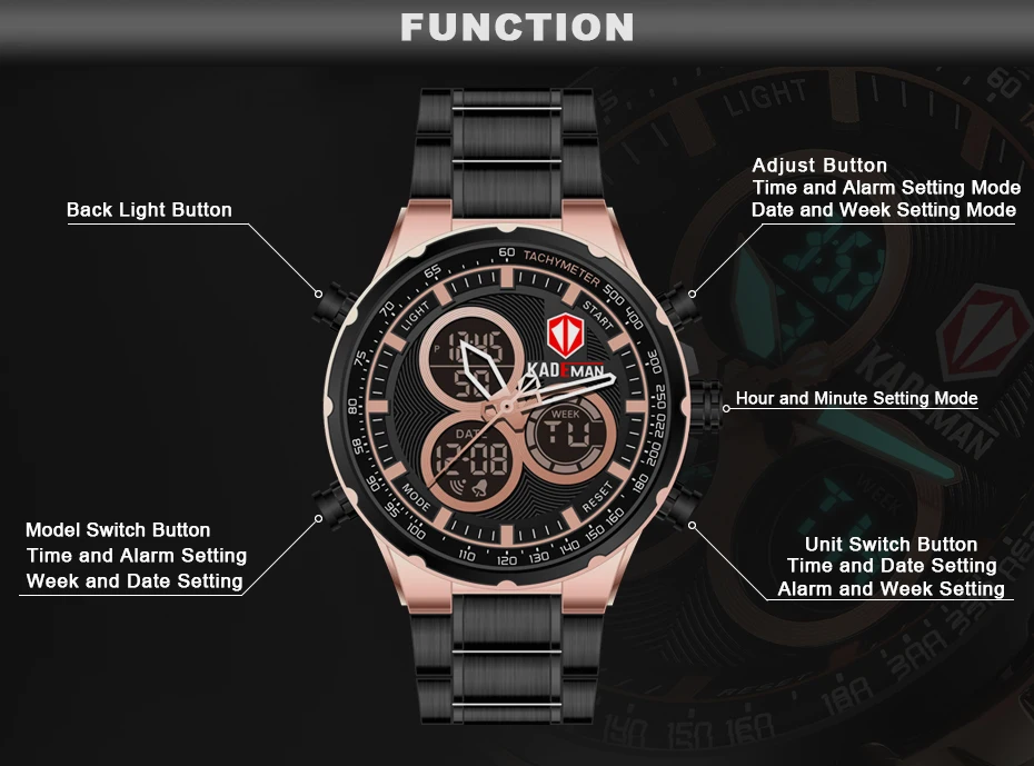 Luxury Brand KADEMAN Men Sports Watches Men's Waterproof LED Digital Quartz Clock Male Military Stainless Steel Wrist Watch (12)