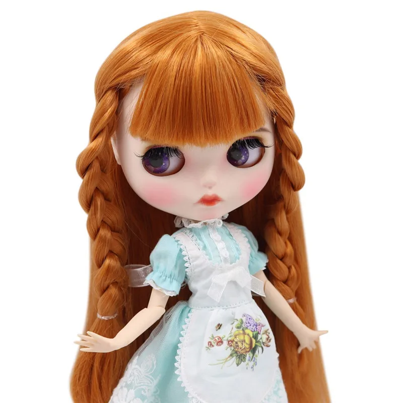 

ICY Nude Blyth Doll For Series No.BL0145 Orange Brown hair color Carved lips Matte face customized face Joint body 1/6 bjd