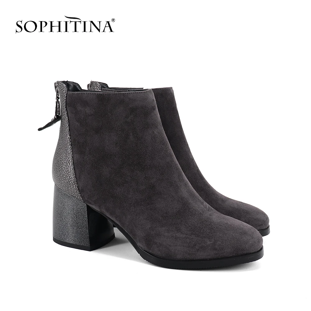 SOPHITINA/Ботильоны женские новые. Женские ботинки разных цветов из натуральной кожи. Модная удобная обувь с молниями сбоку и сзади. Ботинки с круглым носком высокого качества на удобном толском каблуке и подошве.SC335