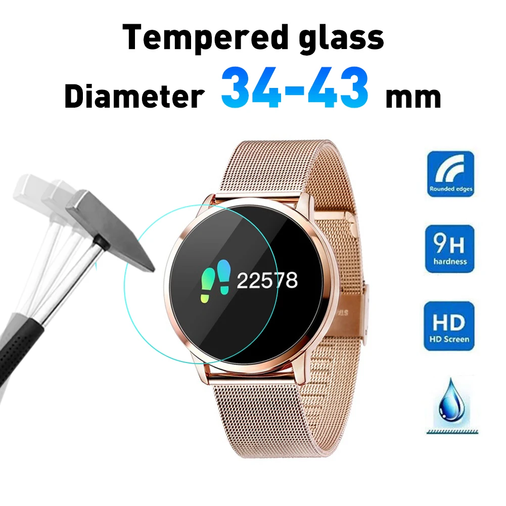 2Pcs Universal 9H Tempered Glass High-Definition Explosion-Proof Anti-Scratch Round 34-43mm Dial Watch Screen Protector