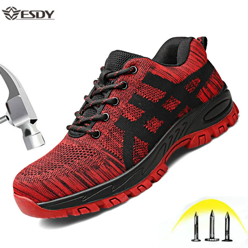 

Big Size 47 Breathable Work Boots Men Safety Shoes Construction Anti-smashing Anti-puncture Steel Toe Cap Men's Protective Boots