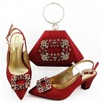 

High Quality Luxury High Heels Shoes And Bag Set Fashion PU Leather Italian Woman Sandals Shoes And Bag Set For Evening Party