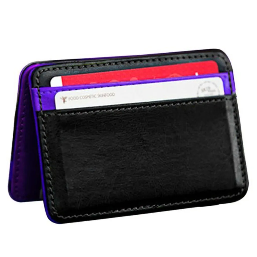 Кредитный и ID держатель для карт кожа rfid мини нейтральный магический двойной кожаный бумажник держатель для карт кошелек обложка на порт